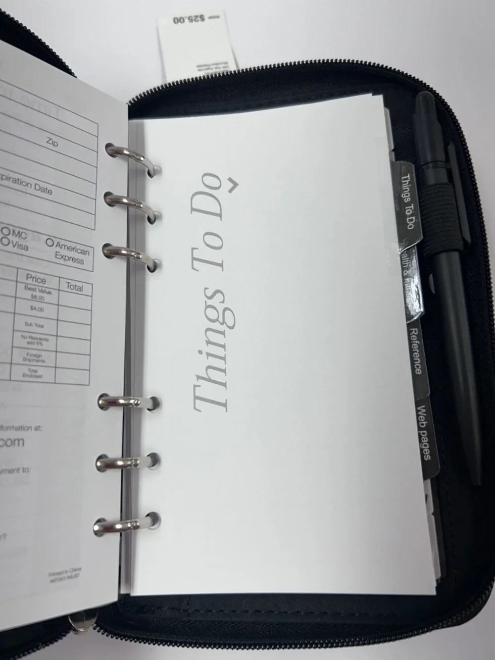 New with Tag Mundi Mundex Planner Organizer Black Faux Pebble Leather Agenda